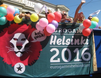 Viime kesän Eurogamesit antoivat lisäväriä Helsinki Priden kulkueelle.