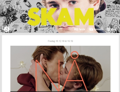 SKAM-sarjan kohtaukset julkaistaan NRK:n verkkosivuilla ja viikon päätteeksi ne näytetään televisiossa koottuna jaksona. Kolmannella tuotantokaudella päähenkilö oli Isak. (kuvakaappaus sarjan verkkosivulta)