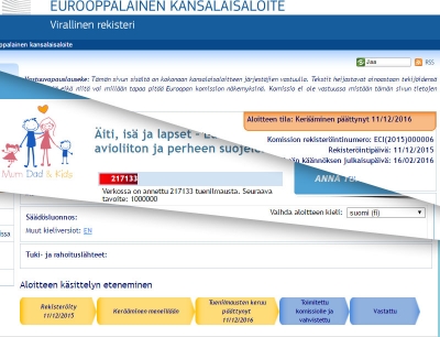 EU-komission verkkosivuilla aloite on merkitty päättyneeksi. Aloiteen nimenkeruusivulla kerrotaan, että allekirjoituksia on runsas 200 000.