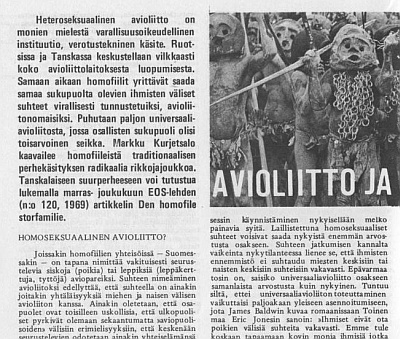 96-lehti, vuosi 1969 numero 4, sivut 14-15. Tasa-arvoinen avioliitto ei ajatuksena ole aivan uusi asia.
