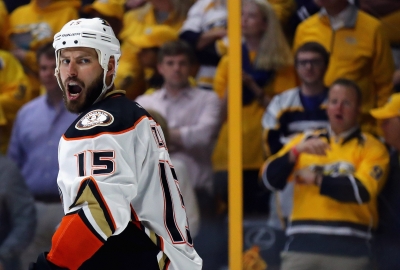Ryan Getzlaf Anaheim Ducks vs. Nashville Predators -ottelussa. (kuva: Bruce Bennett / AFP / Lehtikuva)