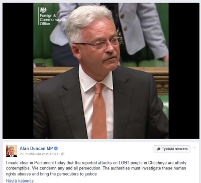 Alan Duncan parlamentin istunnossa Lontoossa