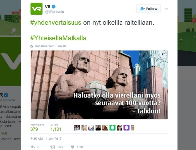 VR ja Kivimiehet tahtovat. (kuvakaappaus Twitteristä)