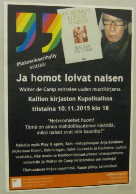 Kallion kirjastossa vuonna 2015 järjestetyn tilaisuuden juliste. (kuva: Vaeltaja2006)