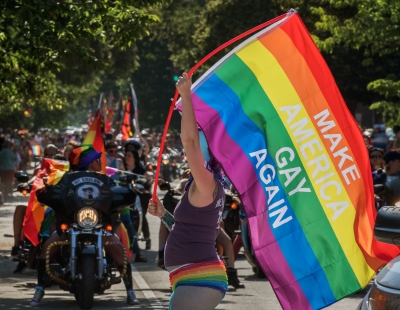 Capital pride -tapahtuman osallistujia lauantaina 10. kesäkuuta 2017 Wahington DC:ssä (kuva: Paul J. Richards / AFP / Lehtikuva)