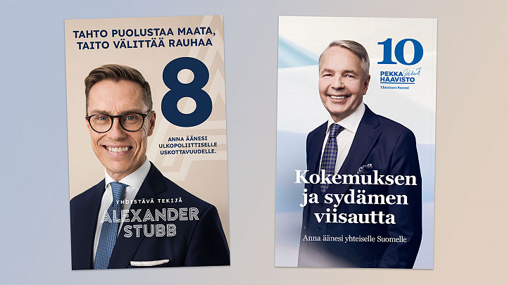 Kevään 2024 presindentinvaalin toisella kierroksella vastakkain ovat Alexander Stubb ja Pekka Haavisto